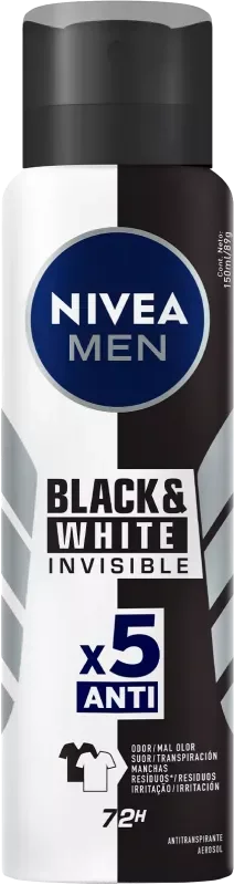 DESODORANTE NIVEA AEROSSOL 150ML MEN BLACK & WHITE INVISIBLE