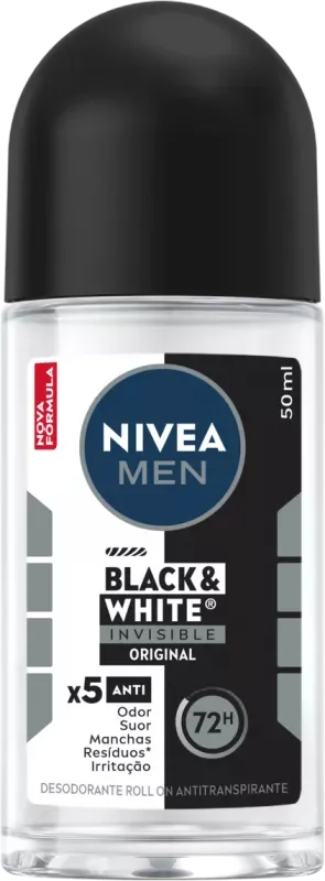 DESODORANTE NIVEA ROLLON 050ML MEN BLACK&WHITE INVISIBLE