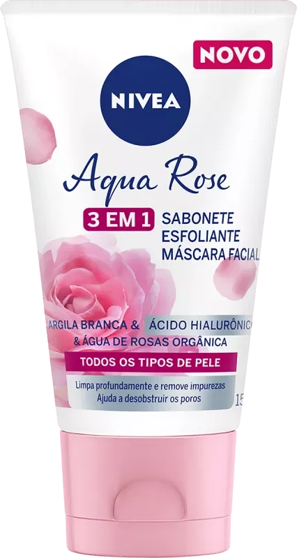SABONETE ESFOLIANTE FACIAL NIVEA 150ML AQUA ROSE 3EM1