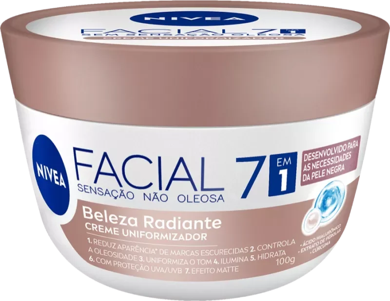 CREME FACIAL NIVEA 100G 7EM1 BELEZA RADIANTE PELE NEGRA