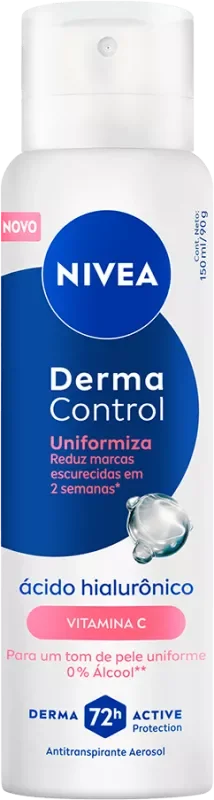 DESODORANTE NIVEA AEROSSOL 150ML FEMININO DERMA CONTROL UNIFORMIZA