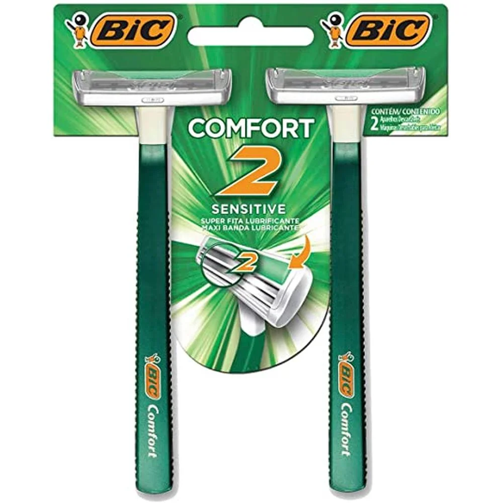 Aparelho Barbear Masculino Pele Sensível Bic Sensitive com 2 Unidades