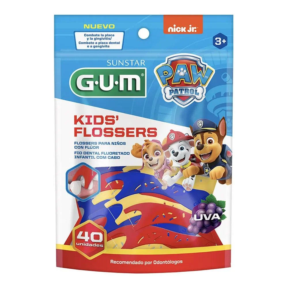 Fio Dental G.U.M Kids Flossers Patrulha Canina 3 Anos+ com 40 Unidades