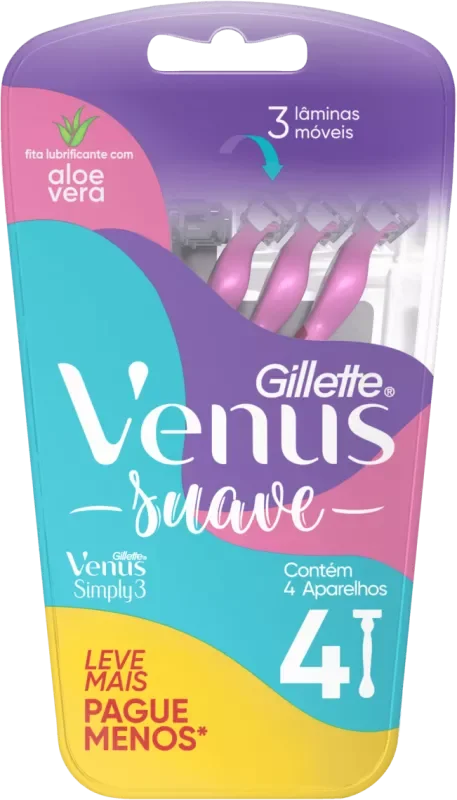 APARELHO DEPILATÓRIO GILLETTE VENUS 3 SUAVE PB 4UN