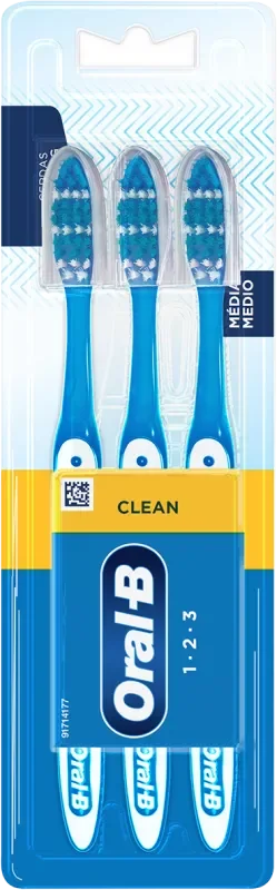 ESCOVA DENTAL ORAL-B 1 2 3 CLEAN MÉDIA 3UN