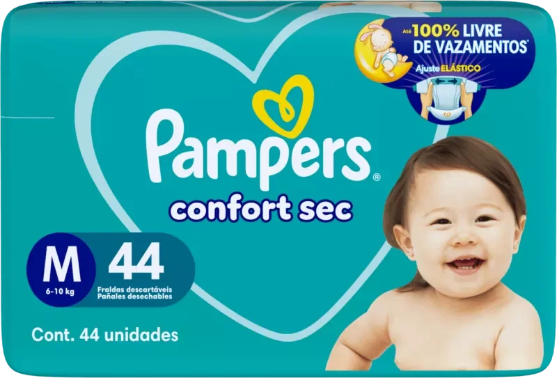 FRALDA PAMPERS CONFORT SEC MEGA M 44UN