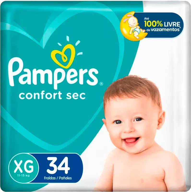 FRALDA PAMPERS CONFORT SEC MEGA XG 34UN