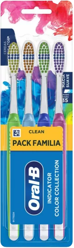 ESCOVA DENTAL ORAL-B CLEAN COLOR PACK 35 FAMíLIA MACIA 4UN