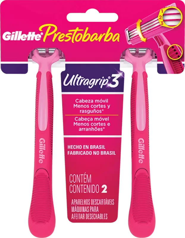 APARELHO DEPILATÓRIO GILLETTE PRESTOBARBA ULTRAGRIP 3 PB 2UN
