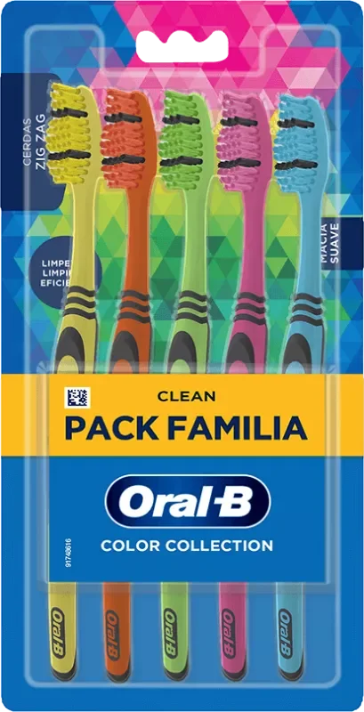 ESCOVA DENTAL ORAL-B CLEAN COLOR PACK FAMÍLIA MACIA 5UN