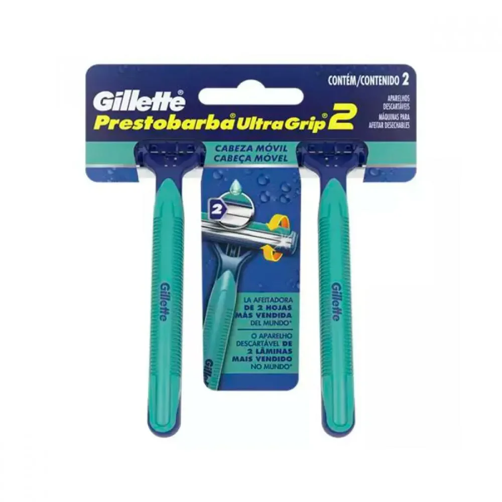 Aparelho para Barbear Masculino Gillette Prestobarba Ultragrip 2 com 1 Unidade