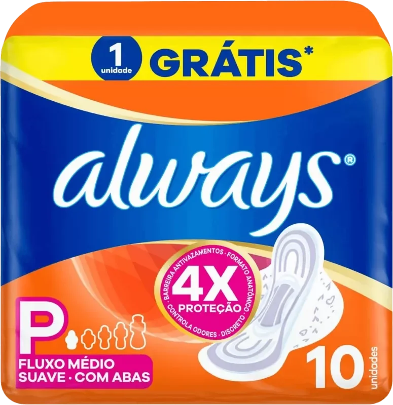 ABSORVENTE ALWAYS BASICO 10UN SUAVE COM ABAS