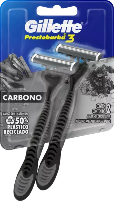 APARELHO DE BARBEAR PRESTOBARBA 3 CARBONO 2UN