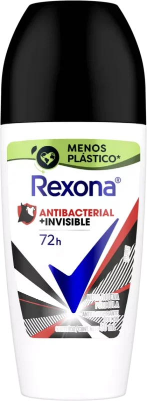DESODORANTE REXONA ROLLON 050ML FEMININO ANTIBACTERIAL + INVISIBLE