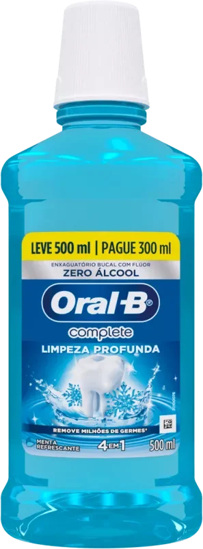 ANTISSÉPTICO BUCAL ORAL-B COMPLETE 500ML MENTA ZERO ÁLCOOL L500P300ML