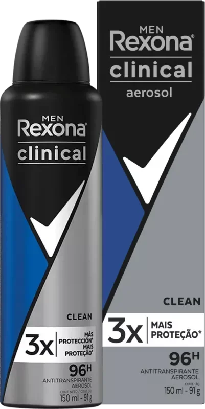 DESODORANTE REXONA CLINICAL AEROSSOL 150ML MEN CLEAN