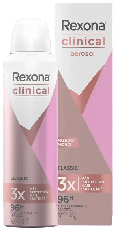 DESODORANTE REXONA CLINICAL AEROSSOL 150ML FEMININO CLASSIC