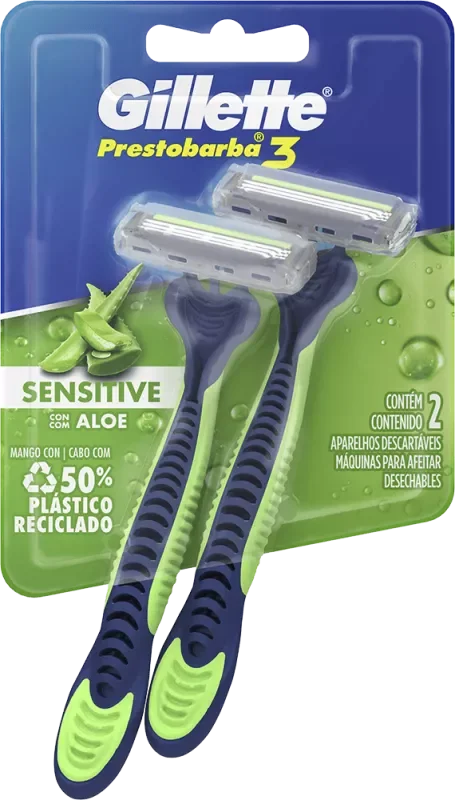 APARELHO DE BARBEAR PRESTOBARBA 3 SENSITIVE PB 2UN