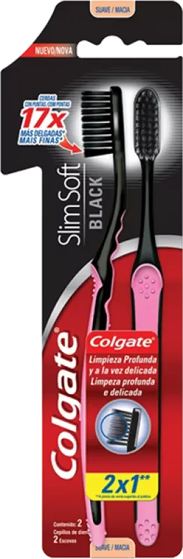 ESCOVA DENTAL COLGATE SLIM SOFT BLACK MACIA 2UN