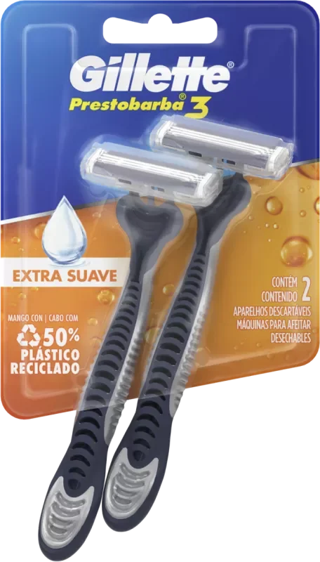 APARELHO DE BARBEAR PRESTOBARBA 3 PB EXTRA SUAVE 2UN