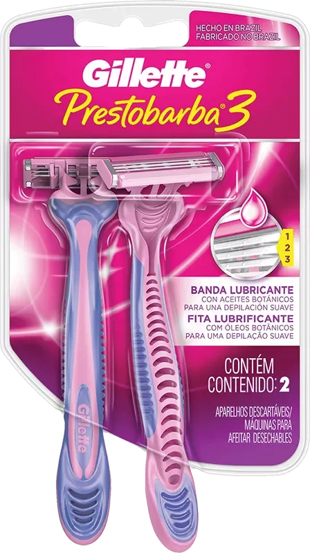APARELHO DEPILATÓRIO GILLETTE PRESTOBARBA 3 PB 2UN