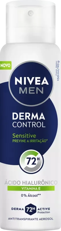 DESODORANTE NIVEA AEROSSOL 150ML MEN DERMA CONTROL SENSITIVE