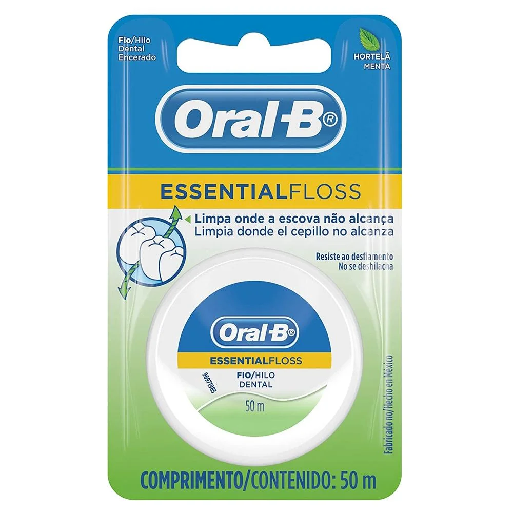 Fio Dental Oral-B Essential Floss Encerado Menta com 50m