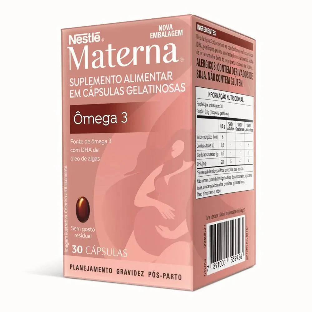 Nestlé Materna Ômega DHA com 30 Cápsulas