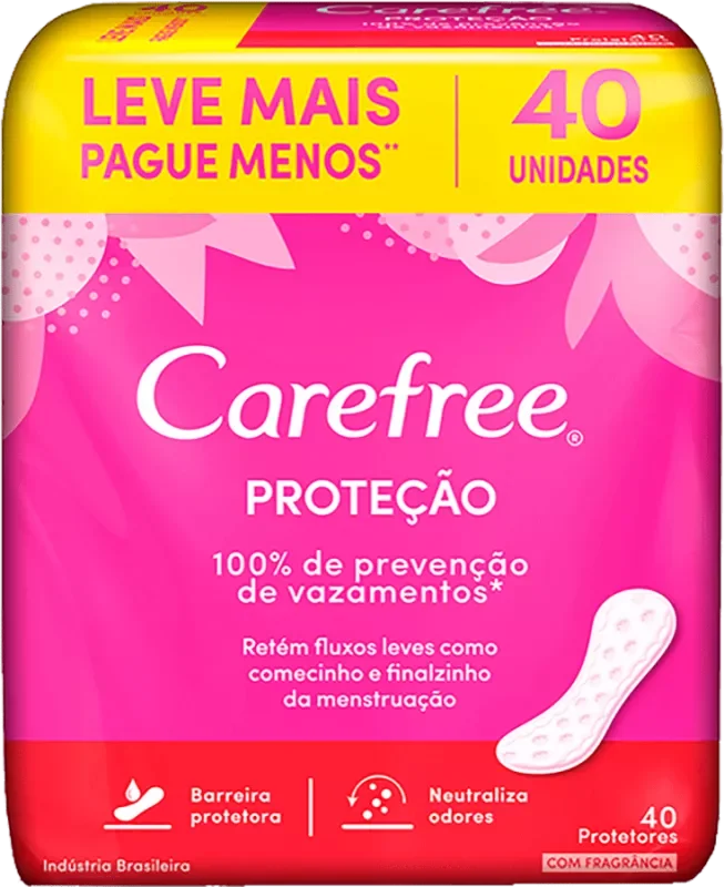ABSORVENTE CAREFREE PROTETOR 40UN PROTEÇÃO COM PERFUME
