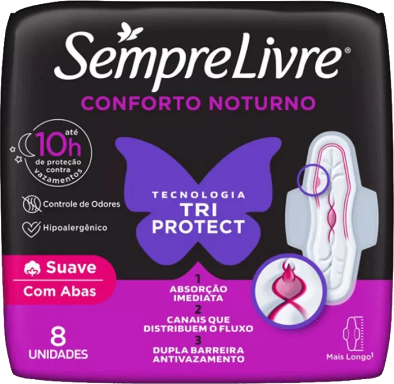 ABSORVENTE SEMPRE LIVRE NOTURNO 08UN SUAVE COM ABAS
