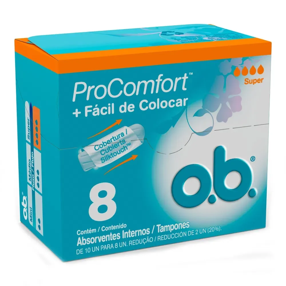 Absorvente Interno O.B. ProComfort Super com 8 Unidades