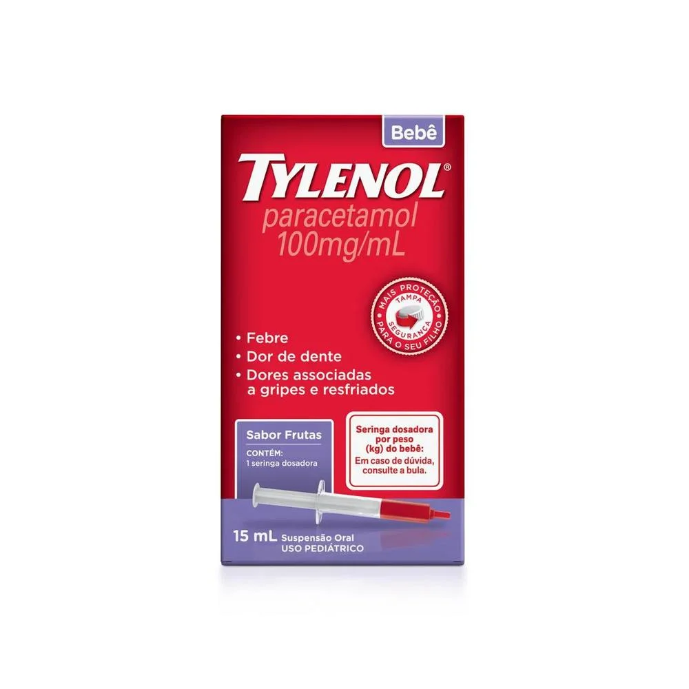 Tylenol Bebê 100mg/ml Suspensão Oral Sabor Frutas 15ml