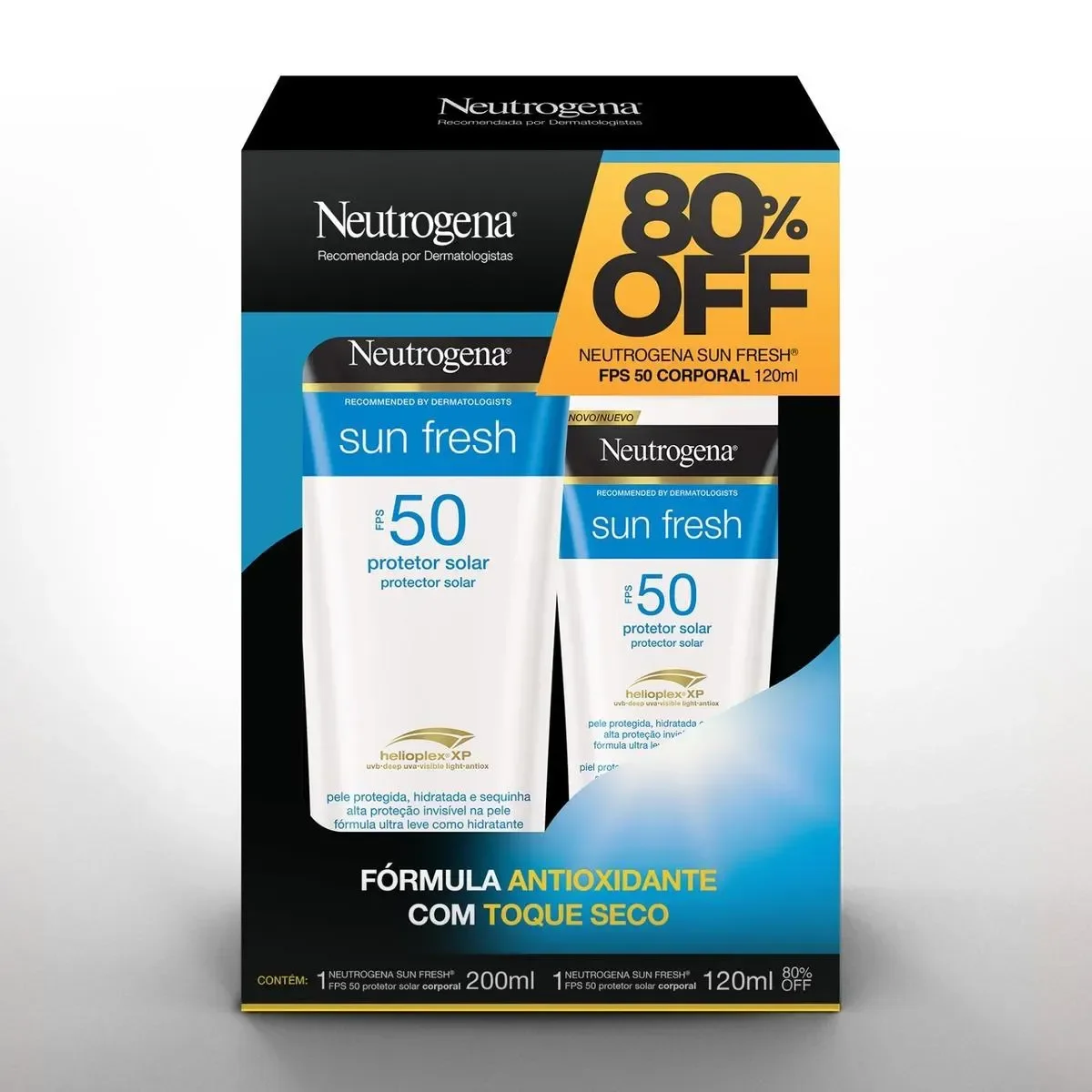 Kit Promopack Neutrogena com Protetor Solar Corporal Sun Fresh FPS 50 200ml + Protetor Solar Corporal Sun Fresh FPS 50 120ml