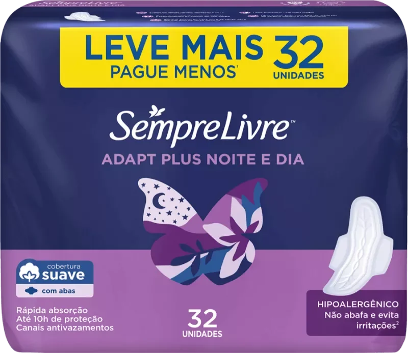 ABSORVENTE SEMPRE LIVRE NOTURNO 32UN SUAVE COM ABAS