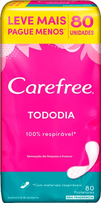 ABSORVENTE CAREFREE PROTETOR 80UN TODO DIA SEM PERFUME L80P60
