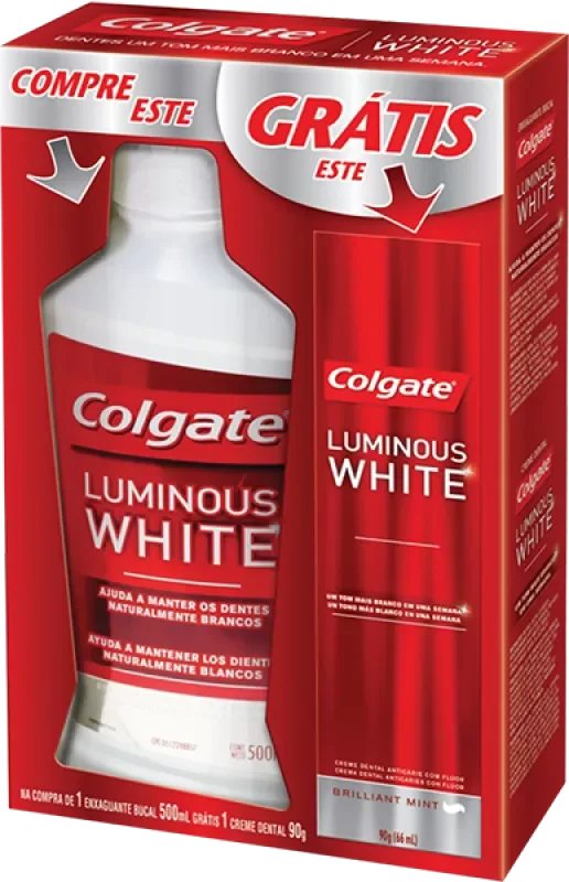 ANTISSÉPTICO BUCAL COLGATE 500ML LUMINOUS WHITE+CREME DENTAL 90G