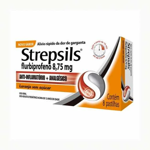Strepsils 8,75mg Sabor Laranja com 8 Pastilhas