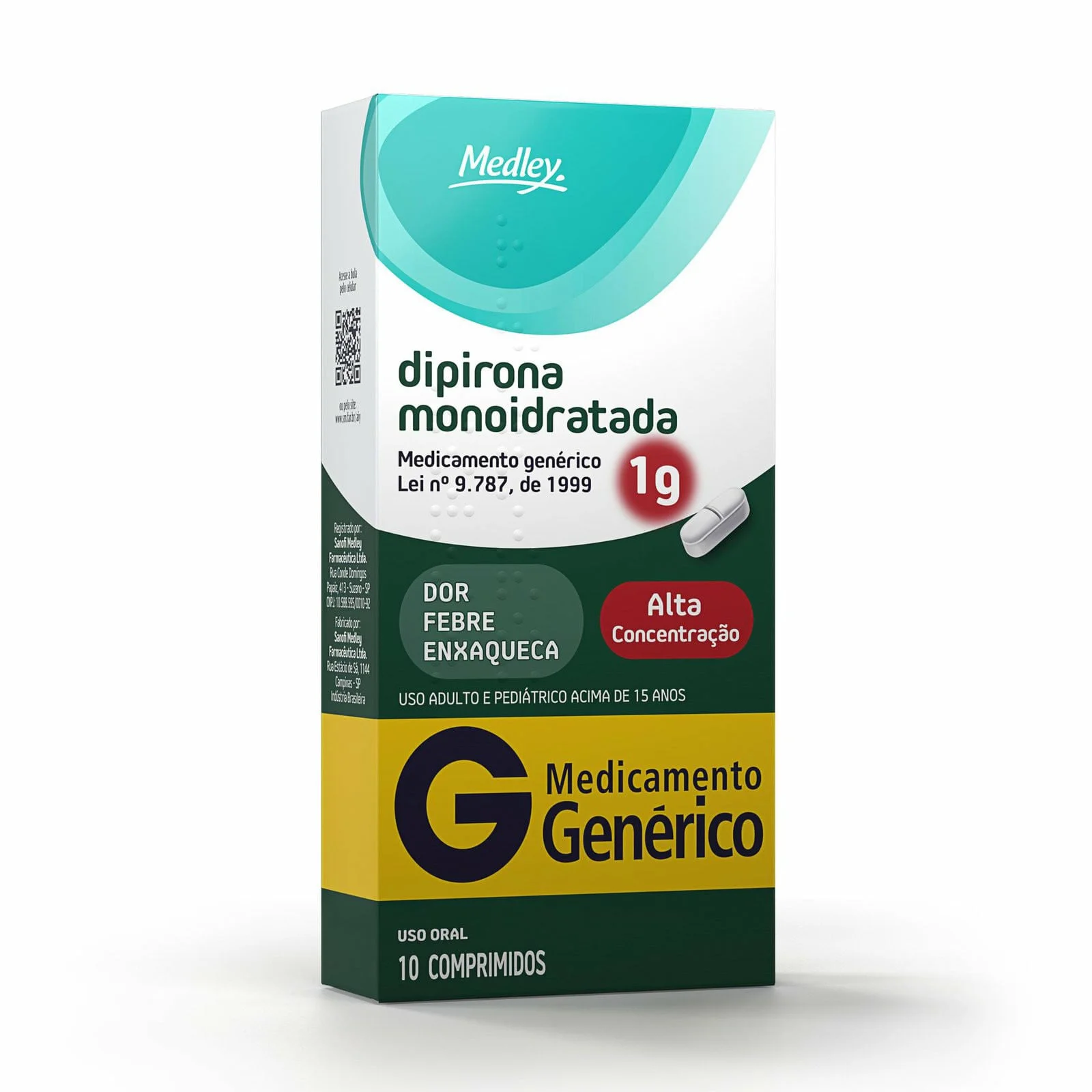 Dipirona Monohidratada 1g com 10 Comprimidos