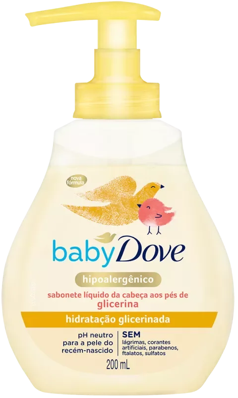 SABONETE DOVE BABY 200ML LÍQUIDO HIPOALERGÊNICO