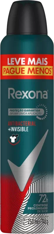 DESODORANTE REXONA AEROSSOL 250ML MEN ANTIBACTERIAL INVISIBLE