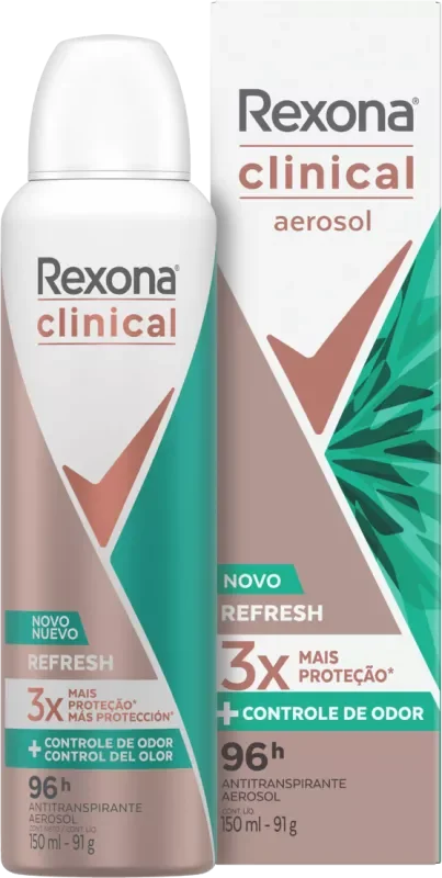 DESODORANTE REXONA CLINICAL AEROSSOL 150ML FEMININO REFRESH