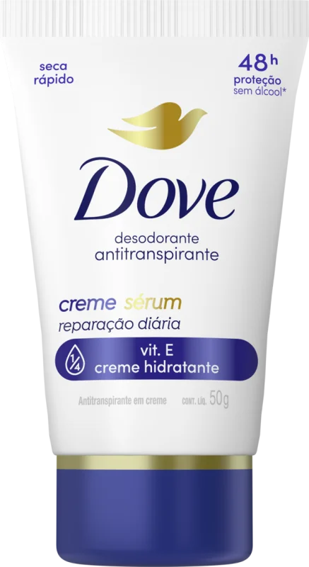 DESODORANTE DOVE CREME 050G BISNAGA SÉRUM VITAMINA E CREME HIDRATANTE