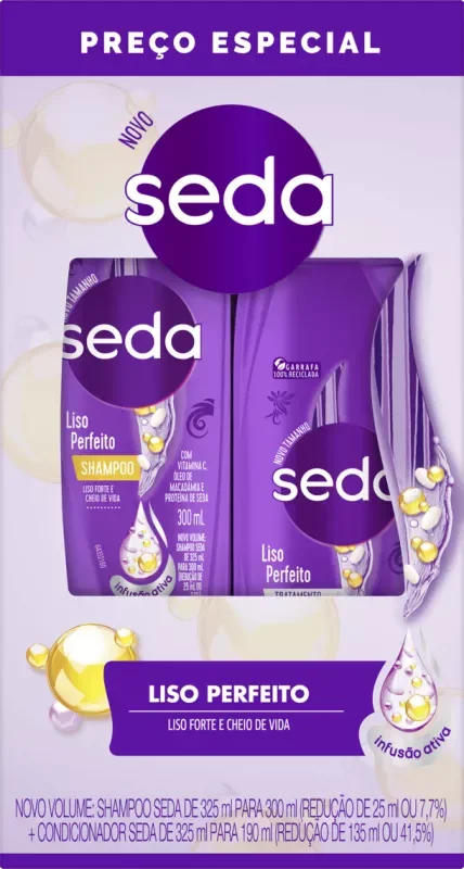 SHAMPOO SEDA 300ML LISO PERFEITO+CONDICIONADOR 190ML LISO PERFEITO