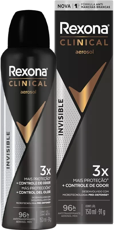 DESODORANTE REXONA CLINICAL AEROSSOL 150ML MEN INVISIBLE