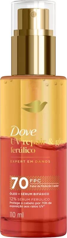 ÓLEO CAPILAR DOVE 110ML SÉRUM BIFÁSICO UVREPAIR & GLOW FERÚLICO