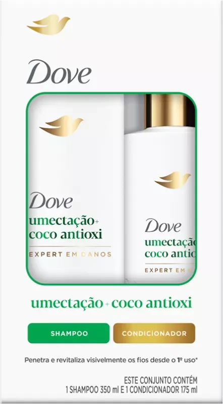 SHAMPOO DOVE 350ML UMECTAÇÃO + COCO ANTIOXI+CONDICIONADOR 175ML UMECTAÇÃO + COCO ANTIOXI