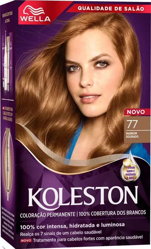 COLORAÇÃO KOLESTON KIT 0077 MARROM DOURADO