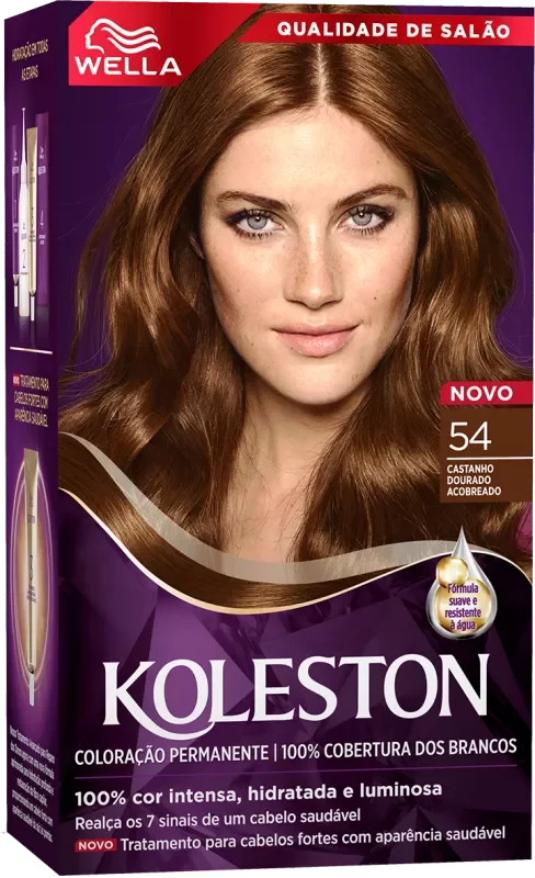COLORAÇÃO KOLESTON KIT 0054 CASTANHO DOURADO ACOBREADO