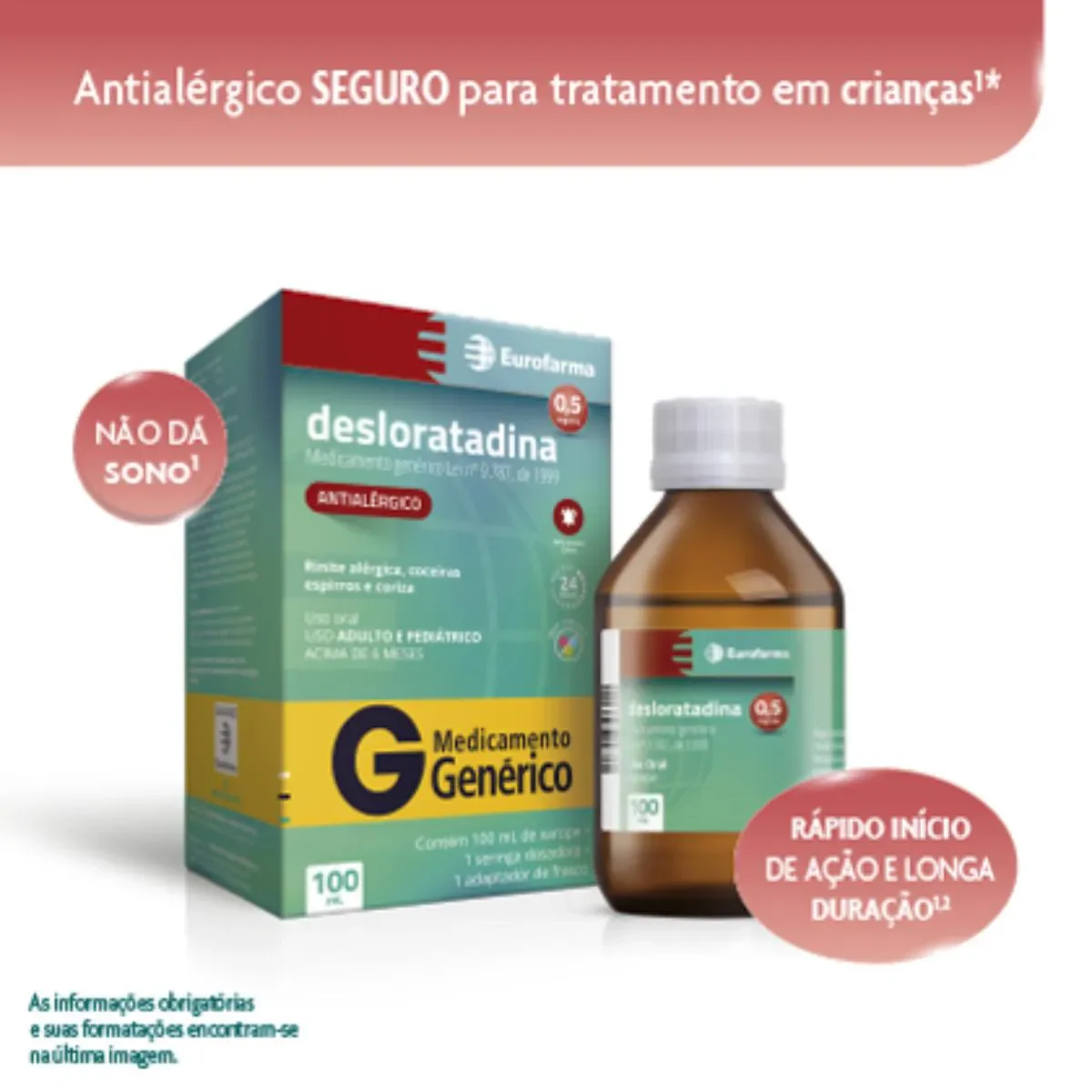 Desloratadina 0,5mg/ml com Seringa Dosadora e Adaptador Xarope Eurofarma 100ml