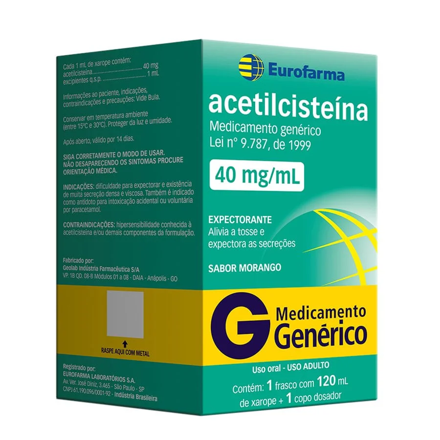 Acetilcisteína 40mg/ml Eurofarma Xarope 120ml